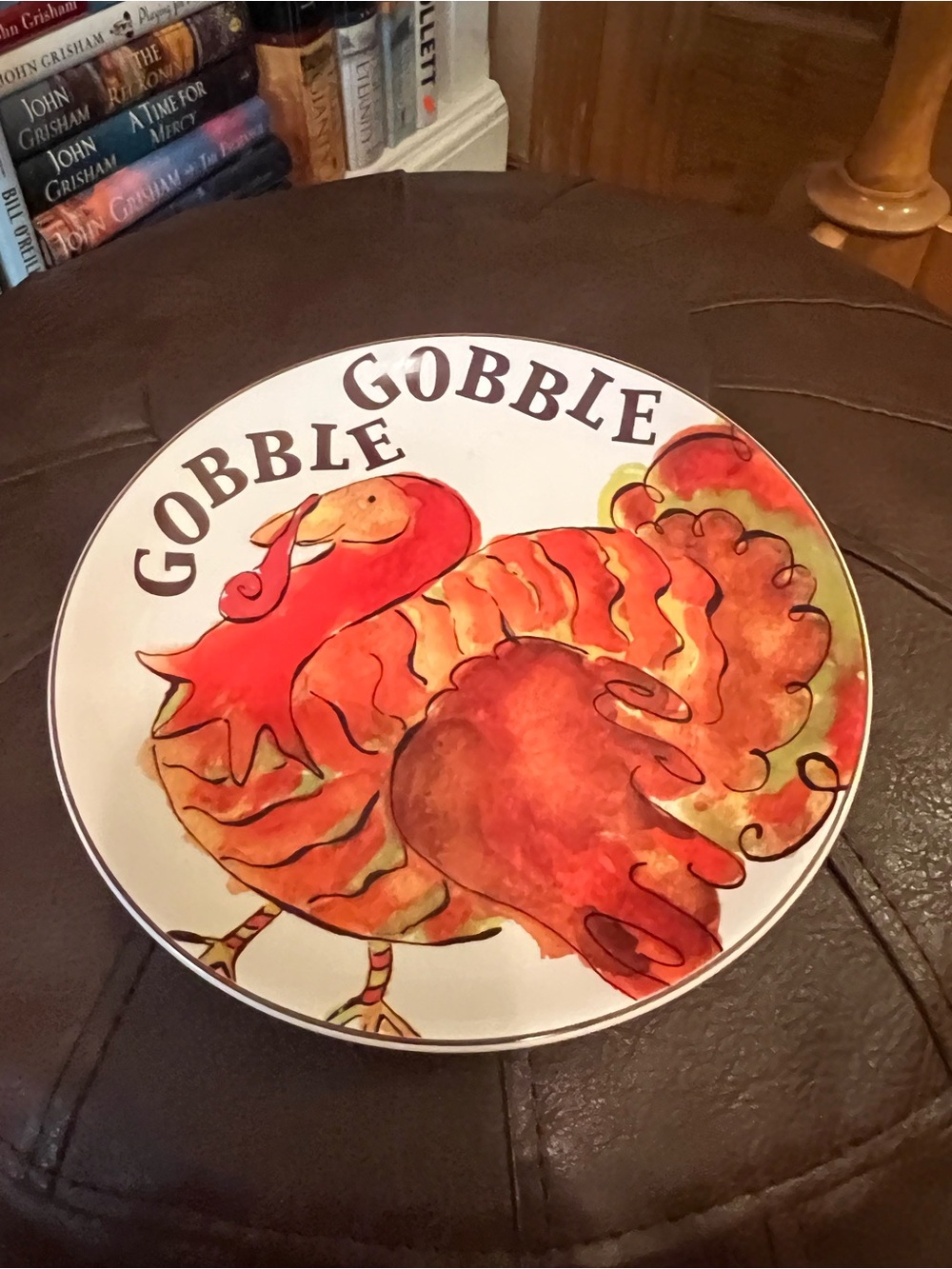Gobble Gobble Festive Turkey Serving Plate - White and Orange